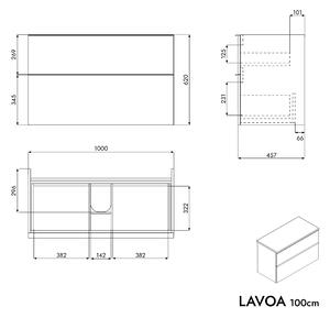 Koupelnová skříňka pod umyvadlo LAVOA 100 cm