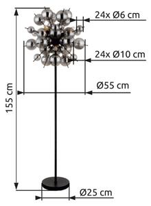 Globo 15633SS - Stojací lampa UDO 6xE14/25W/230V černá/kouřová