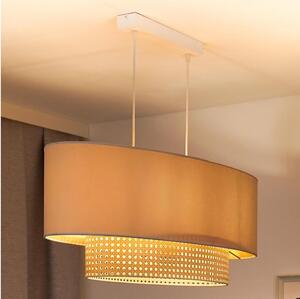 Duolla - Lustr na lanku DOUBLE OVAL RATTAN 2xE27/15W/230V krémová/ratan