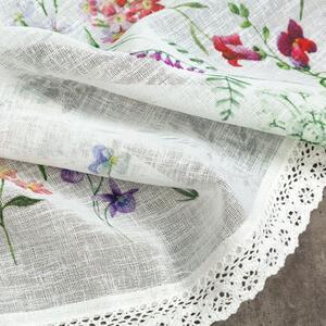 Bílá záclona SYLWIA s potiskem květin 150x60 cm
