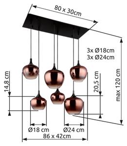 Globo 15548-6HG - Lustr na lanku MAXY 6xE27/40W/230V měděná