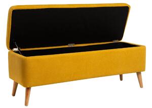 Žlutá čalouněná lavice Somcasa Zurich 120 cm s úložným prostorem