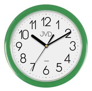 JVD Zelené plastové nástěnné netikající tiché hodiny JVD sweep HP612.13