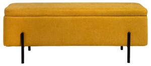 Žlutá čalouněná lavice Somcasa Viena 120 cm s úložným prostorem
