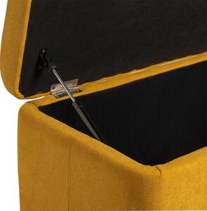 Žlutá čalouněná lavice Somcasa Viena 120 cm s úložným prostorem