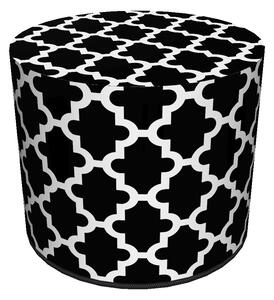 Černobílý vzorovaný taburet MAROKO NIGHT 40x40 cm