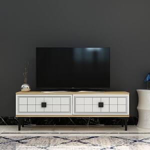 TV stolek/skříňka Yutta (dub + bílá). Akce -23%