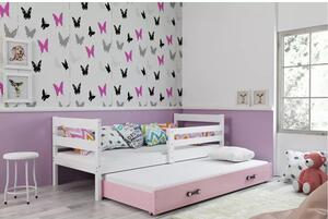 Dětská postel s výsuvnou postelí ERYK 190x80 cm Šedá Ružové