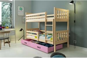 Dětská patrová postel CARINO s úložným prostorem 80x160 cm - borovice Modrá