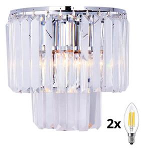 Brilagi - LED Křišťálové nástěnné svítidlo MOZART 2xE14/40W/230V lesklý chrom