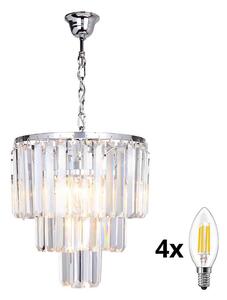 Brilagi - LED Křišťálový lustr na řetězu MOZART 4xE14/40W/230V lesklý chrom