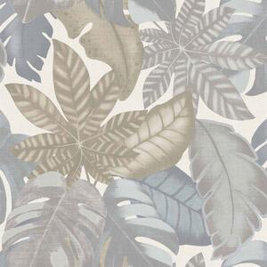 Béžovo-šedá vliesová tapeta na zeď, tropické listy, 26416, Thai, Cristiana Masi by Parato