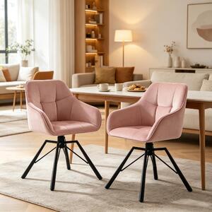 Elegantní noční stolky, široké jídelní židle, otočná jídelní židle, kuchyňské židle s měkkým opěradlem (pouze 2 kusy). Barva: růžová