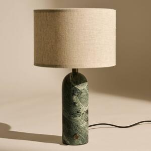 GUBI Stolní lampa Gubi Gravity Small, zelený mramor, krémové plátno, stmívatelný, Zelená, Obývací pokoj / jídelna, Kámen, Design