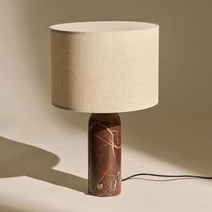GUBI Stolní lampa Gubi Gravity Small, červený mramor, krémová plátěná látka, stmívatelný, Červená, Obývací pokoj / jídelna, Kámen, Design