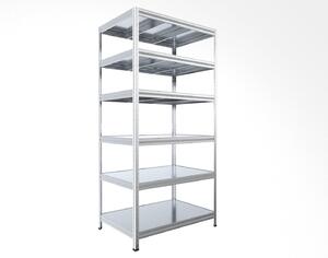 Regál do sklepa Biedrax 35 x 90 x 210 cm, pozink, 6 polic plech, nosnost 150 kg na polici