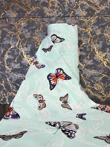 Ervi bavlna š.240cm - motýli na tyrkysovém - 5725-6, metráž