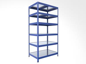 Policový regál Biedrax 35 x 60 x 210 cm, modrý, 6 polic plech zinek, nosnost 150 kg na polici