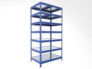 Kovový regál Biedrax 35 x 60 x 210 cm, modrý, 7 polic plech zinek, nosnost 150 kg na polici