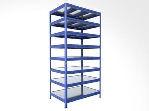 Kovový regál Biedrax 35 x 90 x 210 cm, modrý, 8 polic plech zinek, nosnost 150 kg na polici