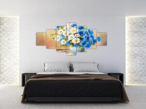 Malovaný obraz vázy květin (210x100 cm)