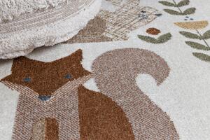 Makro Abra Kulatý dětský koberec BONO 8425 Sova Jelen Medvěd Liška pratelný krémový hnědý Rozměr: průměr 120 cm