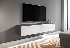 TV stolek Dlone 140, Barva: wotan / černý lesk, Osvětlení: osvětlení LED - bílé Mirjan24 5903211078958