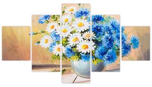 Malovaný obraz vázy květin (125x70 cm)