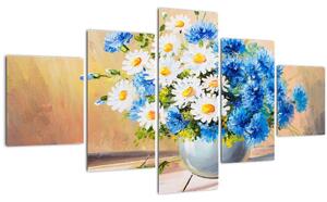 Malovaný obraz vázy květin (125x70 cm)