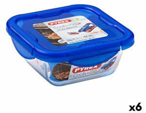 3805 Hermetická obědová krabice Pyrex Cook & Go 16,7 x 16,7 x 7 cm Modrý 850 ml Sklo (6 kusů)