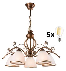 Brilagi - LED Lustr na řetězu ANTICO 5xE27/60W/230V bronz patina
