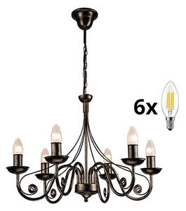 Brilagi - LED Lustr na řetězu STEFANO 6xE14/40W/230V černá patina