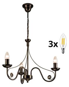 Brilagi - LED Lustr na řetězu STEFANO 3xE14/40W/230V černá patina