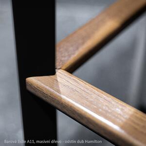 Barová židle černá A11, dekor dřeva dub Hamilton MASIVNÍ PODNOŽ: Masiv dub, odstín Hamilton