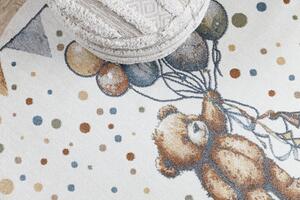Makro Abra Kulatý dětský koberec BONO 9614 Medvídek Balónky krémový světle šedý Rozměr: průměr 120 cm