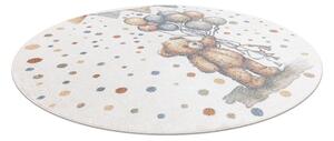 Makro Abra Kulatý dětský koberec BONO 9614 Medvídek Balónky krémový světle šedý Rozměr: průměr 120 cm