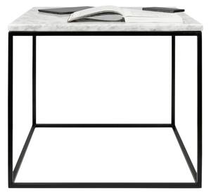 Bílý mramorový konferenční stolek TEMAHOME Gleam 50 x 50 cm s černou podnoží