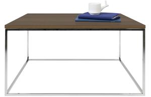 Ořechový konferenční stolek TEMAHOME Gleam 75x75 cm s chromovanou podnoží