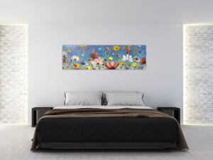 Malovaný obraz rozkvetlé louky (170x50 cm)