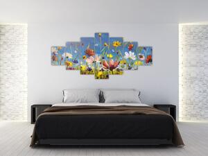 Malovaný obraz rozkvetlé louky (210x100 cm)