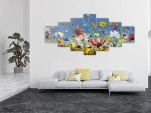 Malovaný obraz rozkvetlé louky (210x100 cm)