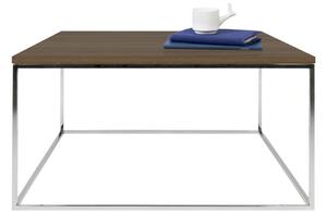 Ořechový konferenční stolek TEMAHOME Gleam II. 75x75 cm s chromovanou podnoží