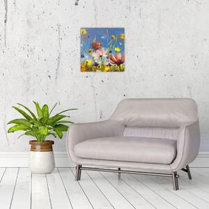 Malovaný obraz rozkvetlé louky (30x30 cm)