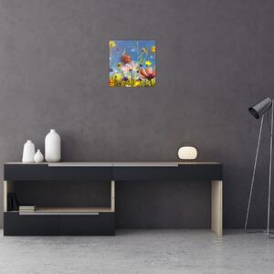 Malovaný obraz rozkvetlé louky (30x30 cm)