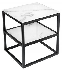 Noční stolek ELEGANCE II 45 CM bílý mramorový vzhled Nábytek | Ložnice | Noční stolky