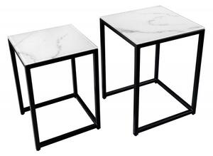 2SET odkládací stolek ELEGANCE BLACK SQUARE 40 CM bílý mramorový vzhled Nábytek | Doplňkový nábytek | Odkládací stolky