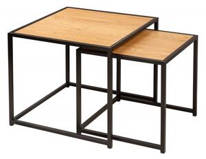FurniGO Příruční stolek Slim Line sada 2 ks přírodní