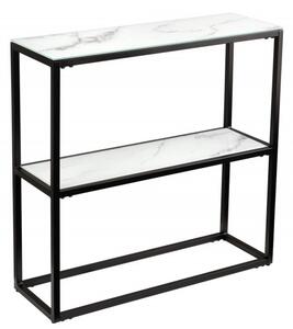 Konzolový stolek ELEGANCE BLACK 80 CM bílý mramorový vzhled Nábytek | Doplňkový nábytek | Konzolové stolky