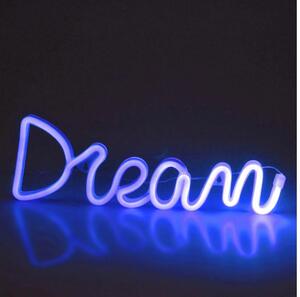 LED Neonová nástěnná dekorace DREAM LED/3W/3xAA USB modrá