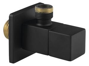Sapho Sapho, Rohový ventil s rozetou, hranatý, 1/2" x 3/8", černá matná, SL115